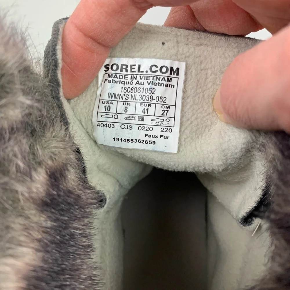 SOREL Explorer Joan Boot 9 10 Quarry Waterproof Leather Suede Lace Up Snow
